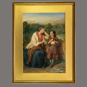 Watercolour,  Mother and Child, Tender Moments, Antique, John Henry Mole