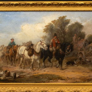 Antique oil Painting Travelling Horsemen Gilt Framed & Signed Harden Sidney Melville