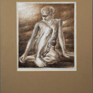 Antique Nude drawing of Male- Nude study on Casein paper mounted on board Joe Smedley