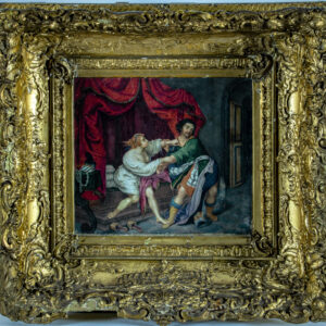 Water colour on board, Gilt Frame, After Giovanni Biliverti, Joseph and Potiphar’s Wife