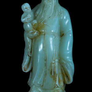 Jade Figure Man with a child antique Chinese 19th century