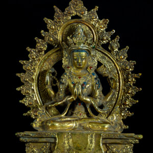 Bronze Avalokiteshvara Buddhist Tibetan-Nepalese Statue gilded