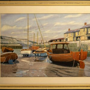 Boats in Harbour James Gayle Watercolour glazed and framed