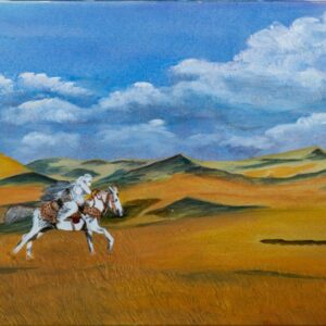 Oil Painting Horse Rider in the desert