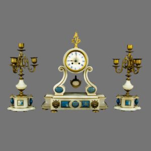 Antique Mantle Clock Garniture French Grecian Revival 19th century 1870