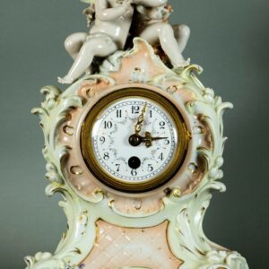 Mantle Clock, German, Porcelain Antique, Richard Eckett & Co