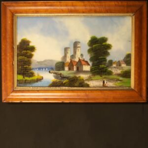 Antique, 19th-century, English, reverse glass painting, folk art