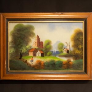Antique, 19th C, English, reverse glass painting
