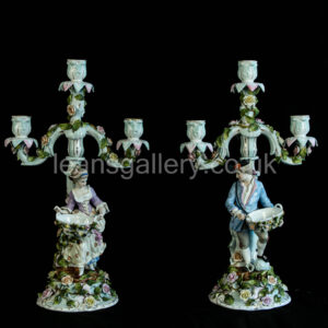 Antique German Porcelain Candlelabra