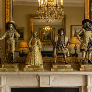 Bronze Figure, Queen Elizabeth I, Charles I, Gilded and Silvered, Onyx Base