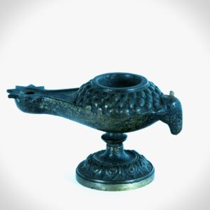 Beautiful Antique 18th Century Greek Oil Lamp, Cast Copper Alloy, Bird Shape