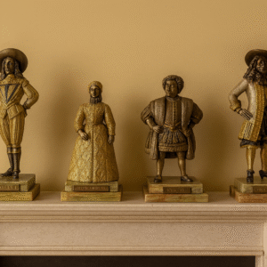 Bronze Figure, Queen Elizabeth I, Charles I, Gilded and Silvered, Onyx Base