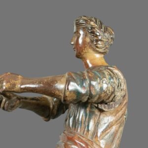 Antique Wood Figure, Saint, Italian, 18th Century