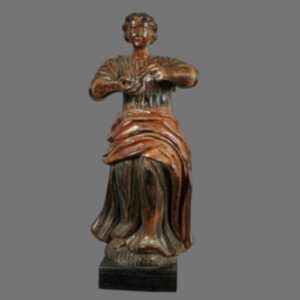 Antique Wood Figure, Saint, Italian, 18th Century