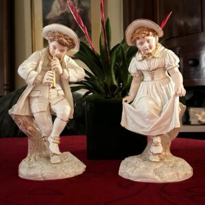 Antique, Royal Worcester, Porcelain Figures, James Hadley Design, Kate Greenaway Style (c.1880–1900)