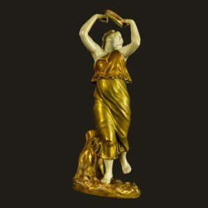 Porcelain Figure, Royal Worcester, Antique, Lady with Tambourine, James Hadley,