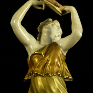 Royal Worcester, Porcelain Figure, Classical Woman with Tambourine, by James Hadley, antique