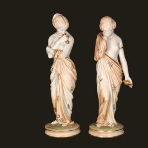 Royal Worcester, Porcelain Figures, Joy and Sorrow, Pair of Classical Allegorical Figures