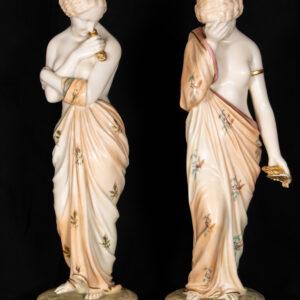 Royal Worcester, Porcelain Figures, Joy and Sorrow, Pair of Classical Allegorical Figures