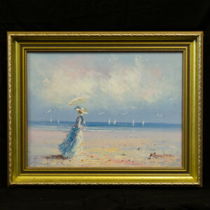 Woman on the Shore, Original Oil on Canvas, Marie Charlot, Contemporary