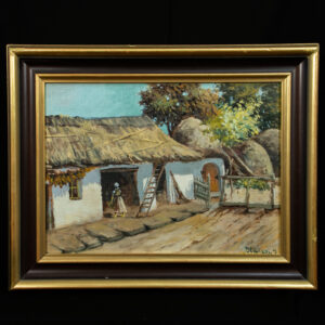 Oil Painting, Thatched House, East European, J Lnitzkoy, on canvas
