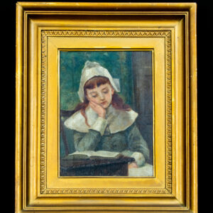 Oil Painting, Contemplation, Girl Reading a book, signed Blanche MacArthur
