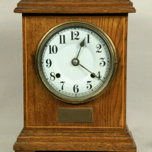 Edwardian Mantle Clock, 1900, Oak, Original Key & Pendulum, Presentation