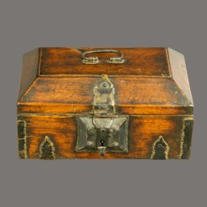 19th Century, Antique, Teakwood Box, with Brass and Iron Hinges, South Indian,