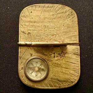 Sundial, Compass, Pocket Sundial, Brass, Antique, 1875