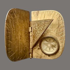 Sundial, Compass, Pocket Sundial, Brass, Antique, 1875