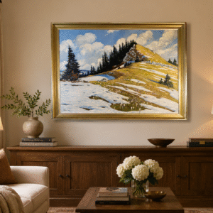 Antique Oil Painting, Swiss Mountain Scene, Racine, signed, Werner Geel, 1889-1937
