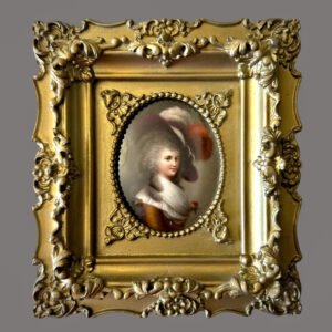 Antique, 19thC,  Porcelain Portrait, Duchess of Devonshire, After Gainsborough, Rococo Gilt Frame,