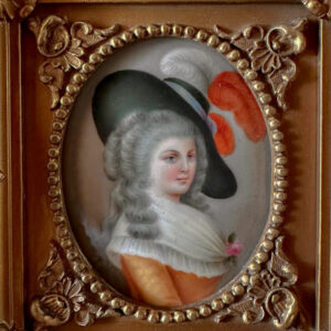 Antique, 19thC,  Porcelain Portrait, Duchess of Devonshire, After Gainsborough, Rococo Gilt Frame,