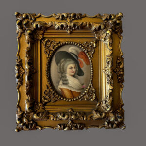 Antique, 19thC,  Porcelain Portrait, Duchess of Devonshire, After Gainsborough, Rococo Gilt Frame,