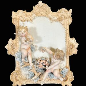 Bisque, Porcelain Hanging Plaques, with Musical Cherubs,Antique