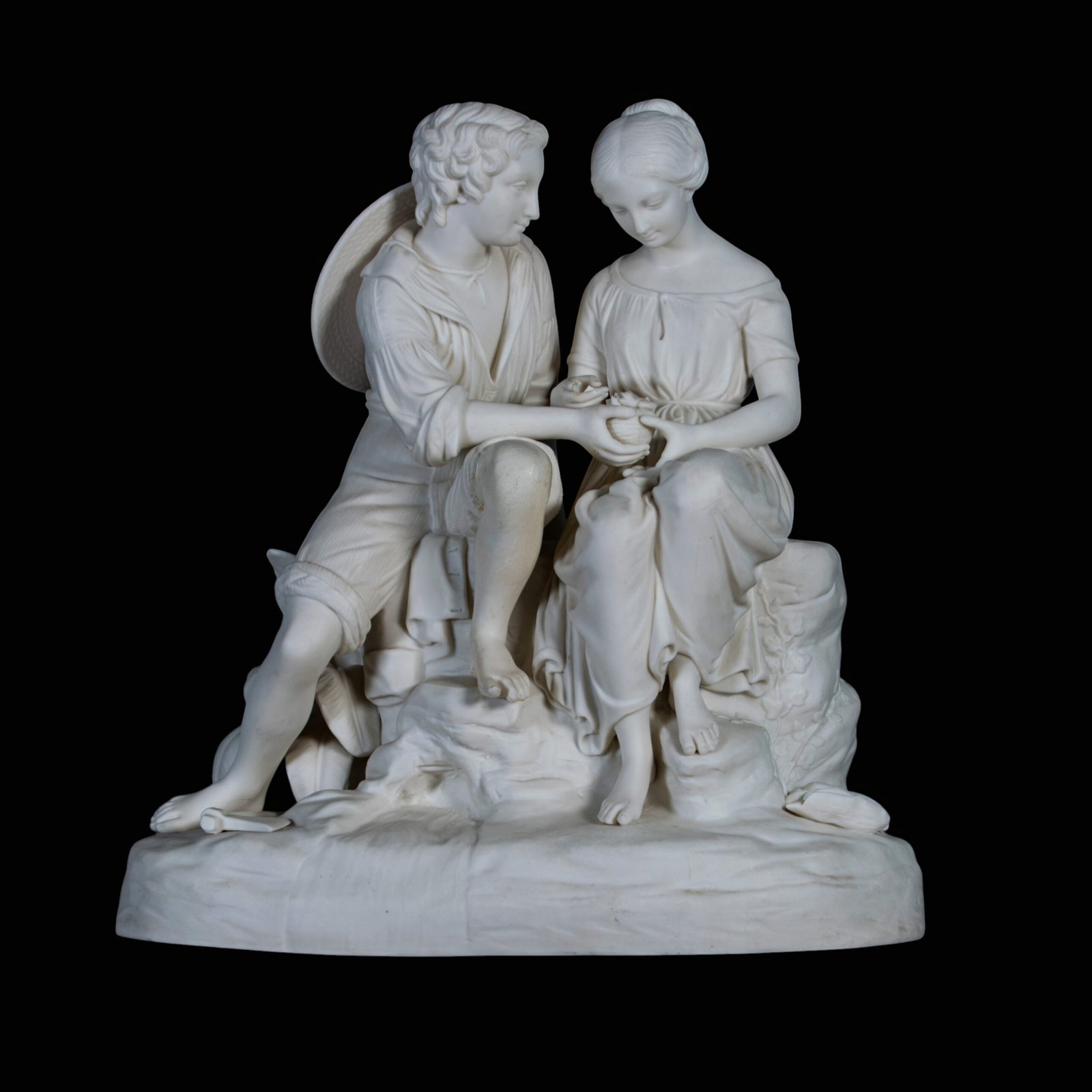 Antique Copeland Parian Paul & Virginia Group Cumberworth