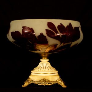 French Cameo Cut-Glass, Centrepiece,  Oak Leaf Design